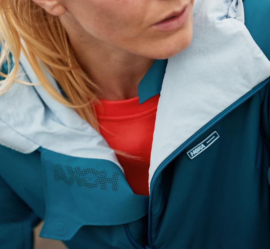 Hoka One One Jackets Womens Blue - Hybrid Run - 64210NOLS